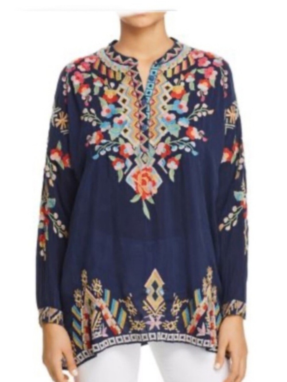 JOHNNY WAS Women's Embroidered Tunic Top Size S